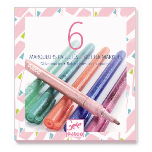 [DJE_DJ08877] 6 marqueurs pailletés - Sweet (Les couleurs - Pour les grands Djeco)
