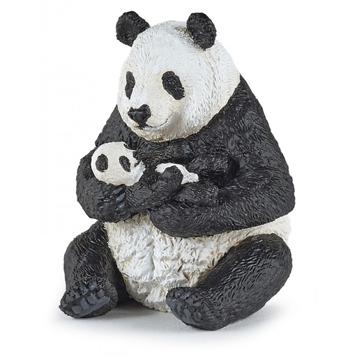 [PAP_50196] Panda assis et son bébé, Figurine de La Vie Sauvage Papo
