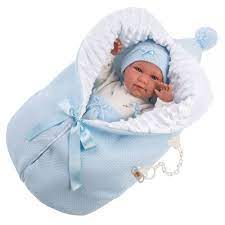 [LAP_74075] Llorens Bébé 42cm qui parle avec une couverture bleue