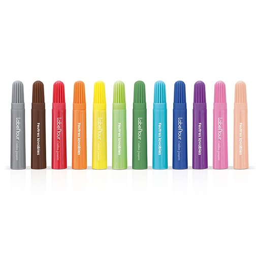 [LAB_LT12FL] 12 feutres lavables pour tissu