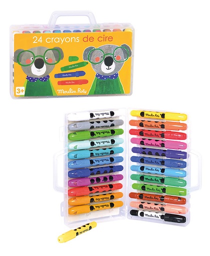 [MOU_661601] Boite de 24 crayons de cire Les Popipop