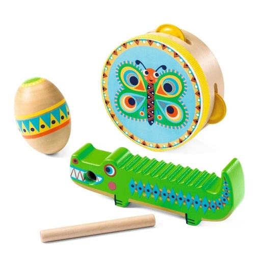 [DJE_DJ06031] Animanbo, set de percussions: tambourin, maracas, guiro
