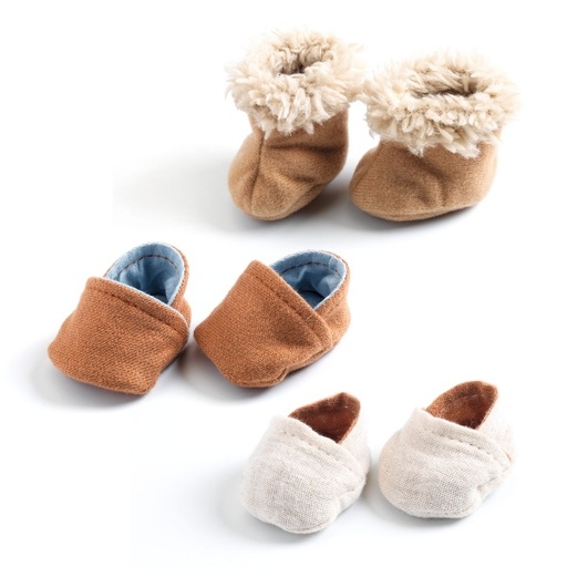 [DJE_DJ07899] Poméa, 3 paires de chaussons pour poupées