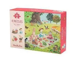[MOU_632440] 4 mini puzzles des saisons (4x12 pièces) La Grande famille