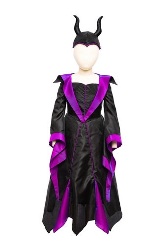 [GRP_33697] robe de maléfique avec coiffe 7-8 ans